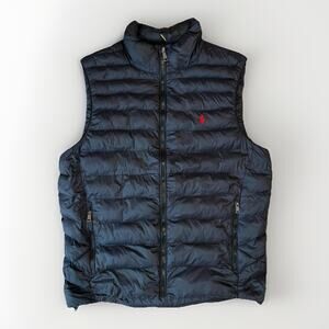 Polo Ralph Lauren Down Vest Small Black Full Zip Insulated Puffer Outerwear